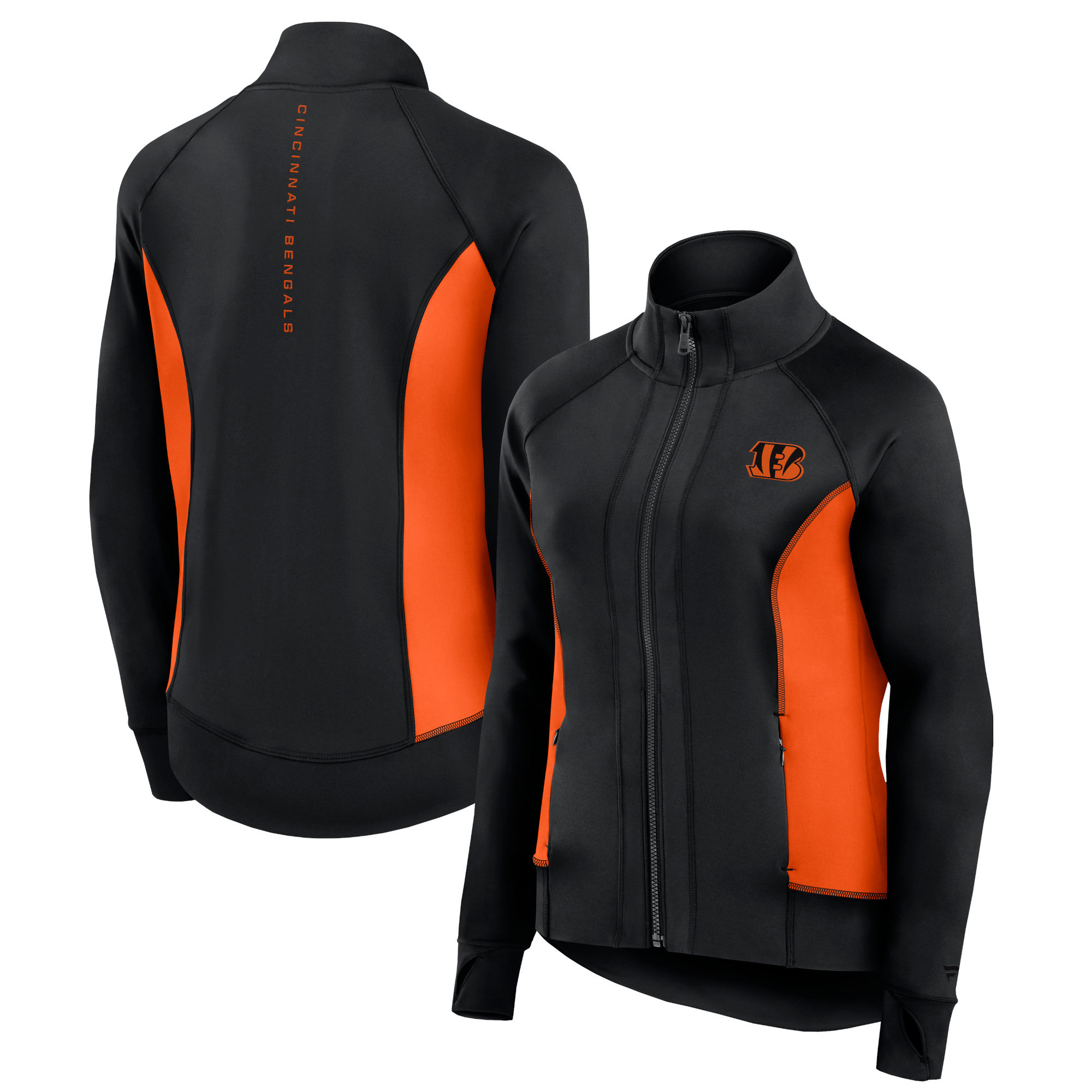 Women's Fanatics Black Cincinnati Bengals Studio Fitted Full-Zip Gym Track Jacket | Fanatics