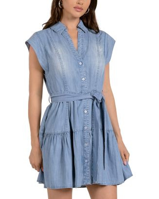 Chambray Collared Button Front Mini Dress | Bloomingdale's (US)