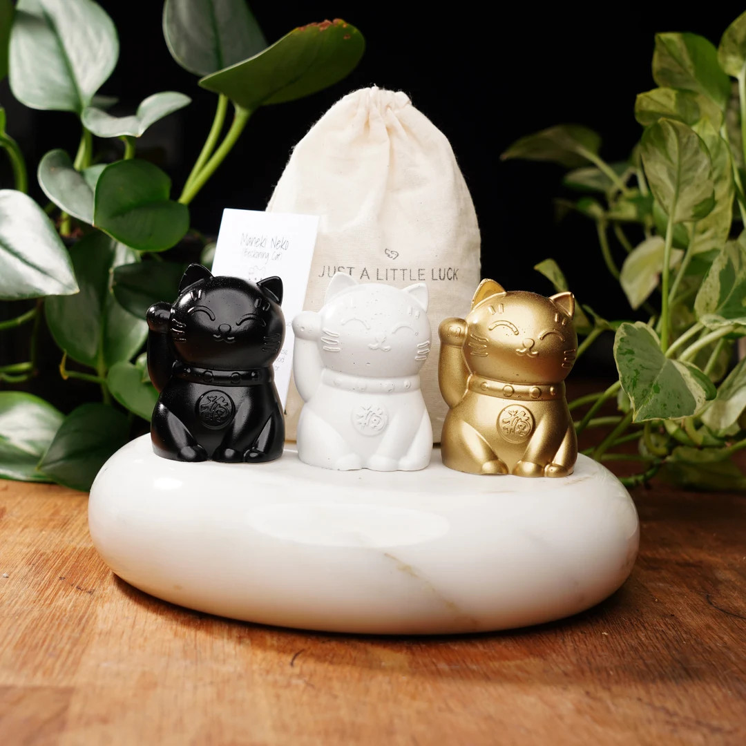 Concrete Lucky Cat Set: Maneki Neko for Luck, Happiness, Wealth and Protection - Etsy | Etsy (US)