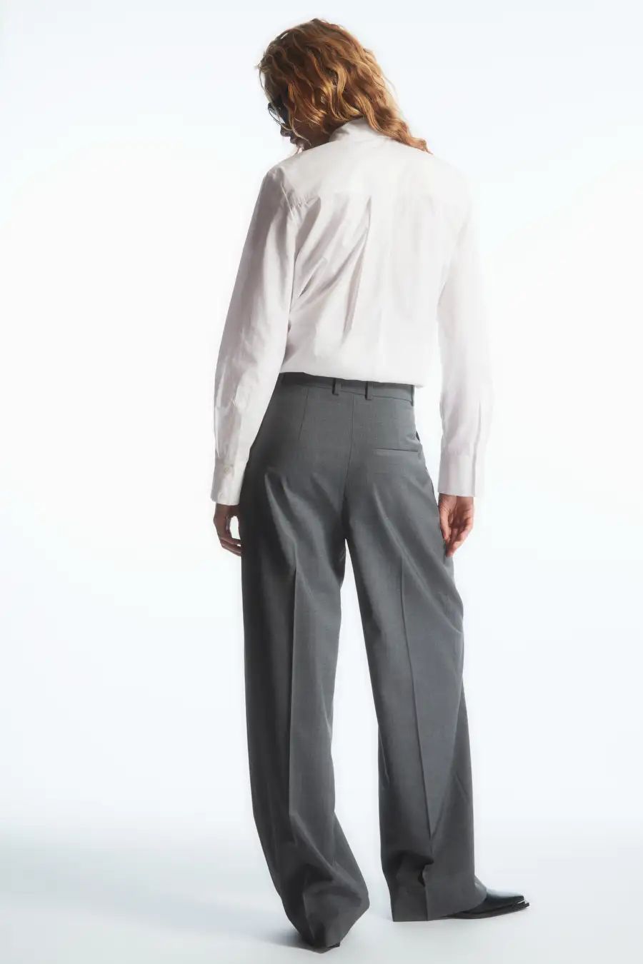 WIDE-LEG TAILORED WOOL TROUSERS - GREY MÉLANGE - COS | COS UK