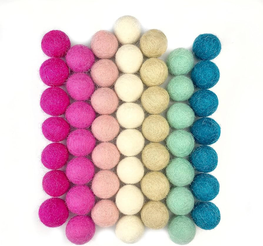 Cotton Candy - 100% Handmade Wool Felt Pom Poms - (50) Pure New Zealand Wool Felt Balls - DIY Pom... | Amazon (US)