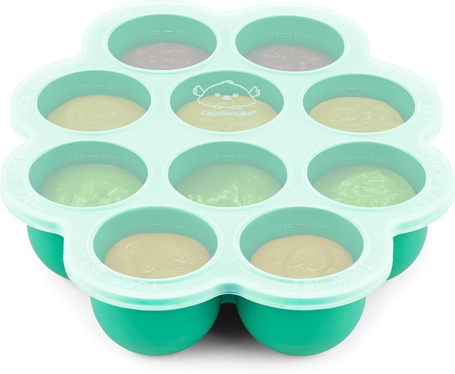 KeaBabies Silicone Food Freezer Trays with Lid, 2oz x 10 Pods Baby Food Storage Containers, Easy ... | Amazon (US)