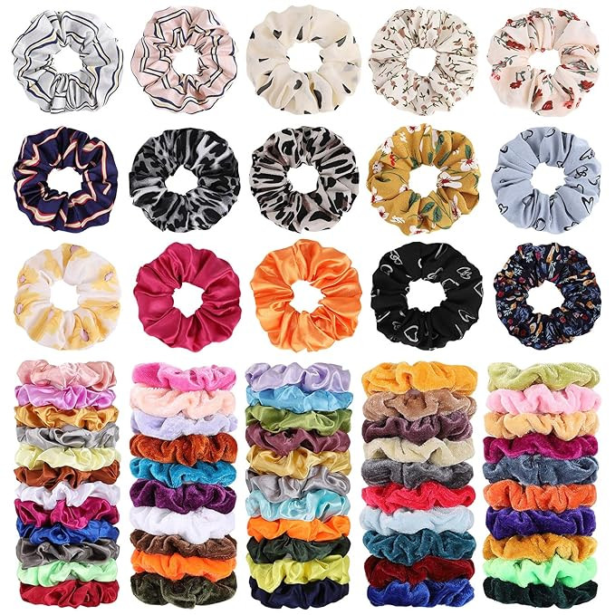 68Pcs Hair Scrunchies, Velvet Hair Scrunchies, Big Scrunchies for Hair, Elastic Hair Bands Scrunc... | Amazon (US)