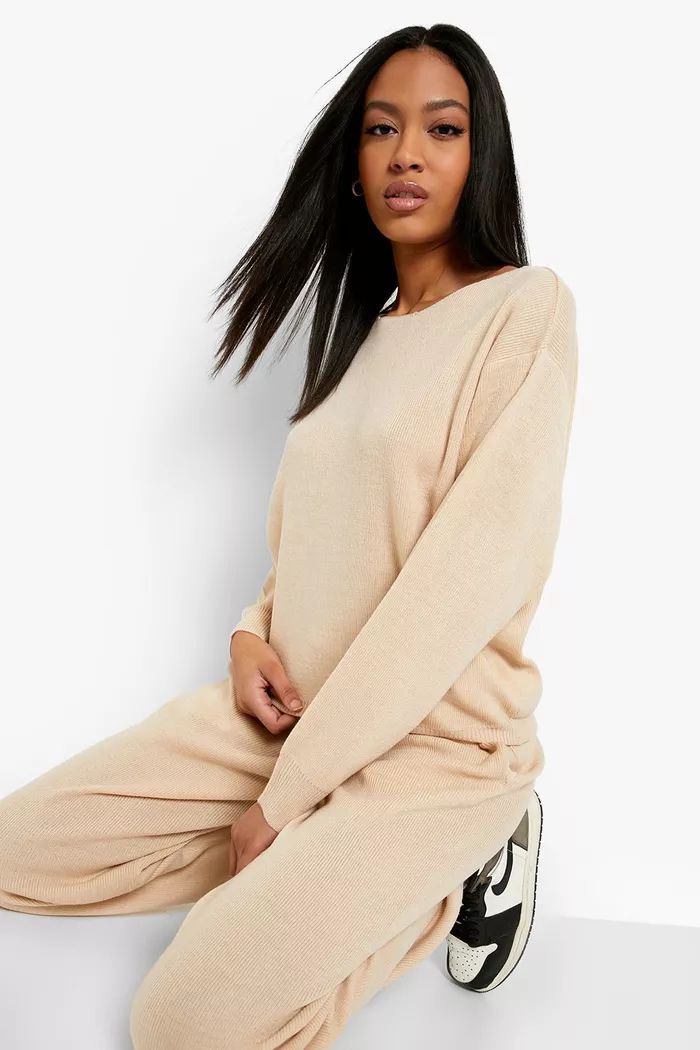 Tall Boat Neck Knitted Two-Piece | boohoo (US & Canada)