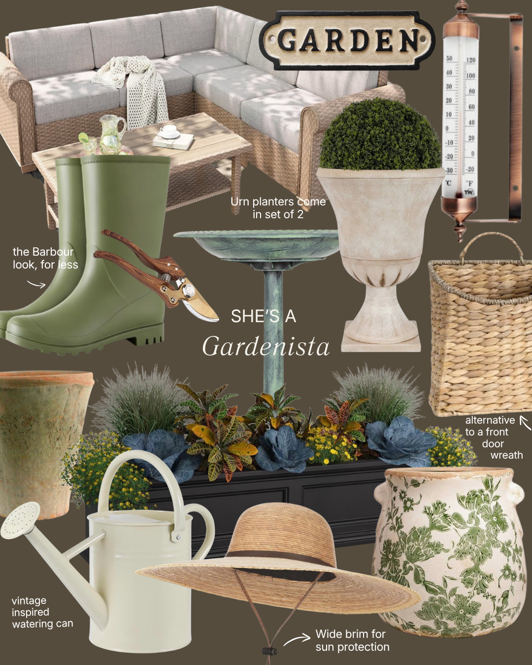 Garden time is in full swing (and with no signs of slowing down). Autumn in the garden is my favorite, so I'm eyeing up some refreshes like this window box and a few new essentials like the vintage-inspired thermometer, garden sign, and bird bath. Lovely! 

 #LTKHome