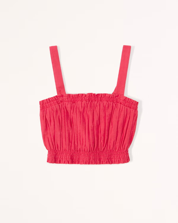 Linen-Blend Ruched Set Top | Abercrombie & Fitch (US)