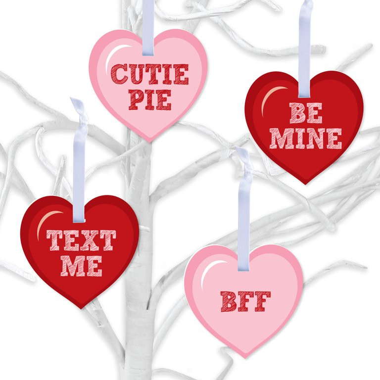 Big Dot of Happiness Conversation Hearts - Valentine's Day Decorations - Tree Ornaments - Set of ... | Walmart (US)