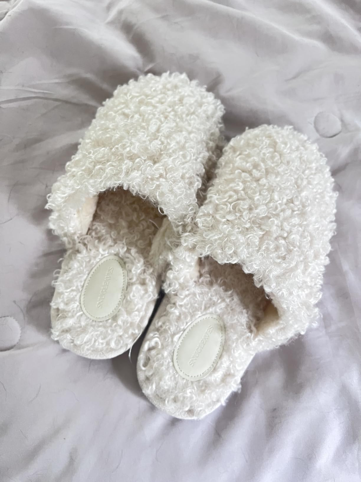 Snug Leaves Women's Scuff Slippers Furry Cute Curly Faux Wool Slip-on Indoor Memory Foam House Sh... | Amazon (US)