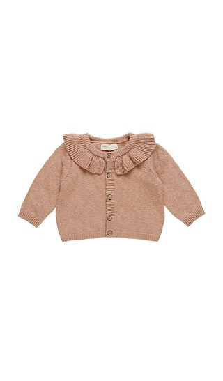 QUINCY MAE Kids Ruffle Collar Cardigan in Rose. - size 2-3yr | Revolve Clothing (Global)