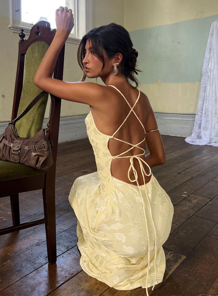 Celena Maxi Dress Lemon Burnout | Princess Polly US