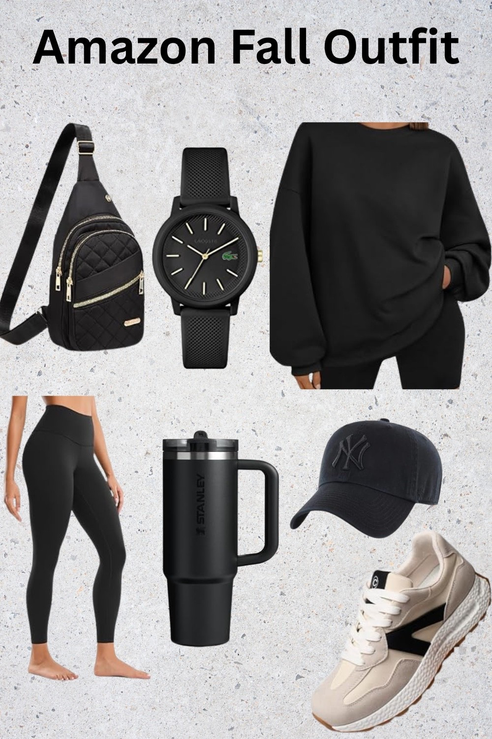 Amazon Fall Outfit Must-Haves 🍂
Cozy, casual, and stylish — this all-black Amazon fall outfit is perfect for running errands, coffee runs, or game days. Pair an oversized sweatshirt with high-waist leggings, comfy sneakers, and a baseball cap for that effortless sporty vibe. Complete the look with a crossbody sling bag, sleek watch, and your favorite Stanley cup for coffee on the go. 🖤✨

Shop the full look below ⬇️

#AmazonFallOutfit #LTKFallStyle #AmazonFinds #FallOOTD #CasualFallStyle #LTKunder50 #LTKSeasonal #EverydayOutfit