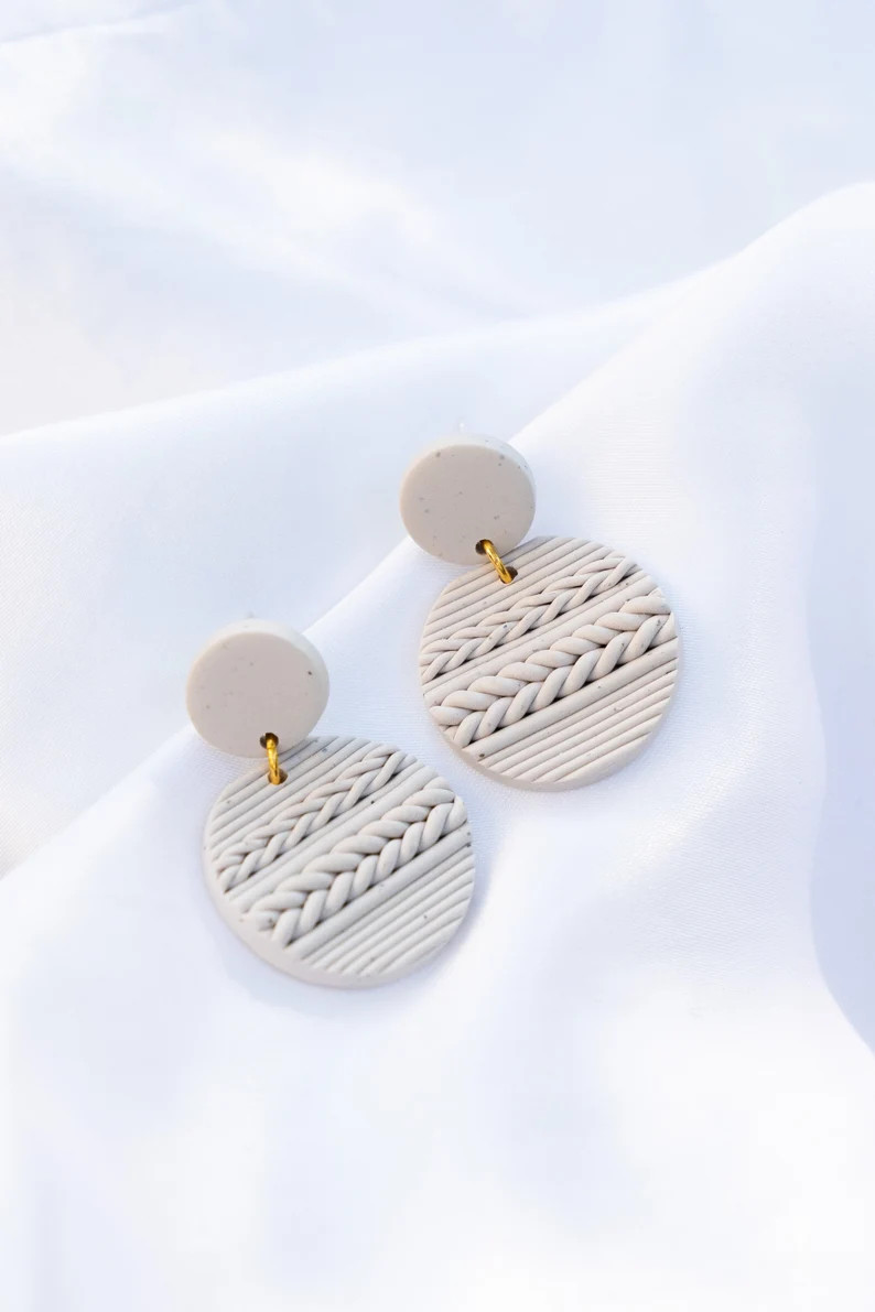 Piperwhite Speckle Sweaterpolymer Clay Earrings Handmade by - Etsy | Etsy (US)