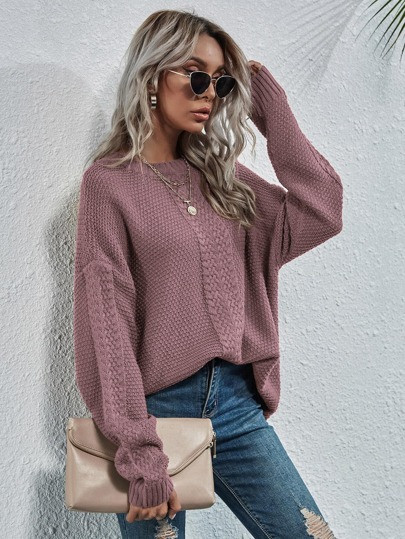 Drop Shoulder Longline Sweater | SHEIN