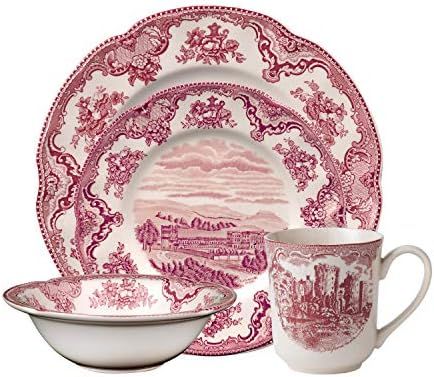 Johnson Brothers Old Britain Castle Dinnerware Set, 4 Piece, pink | Amazon (US)