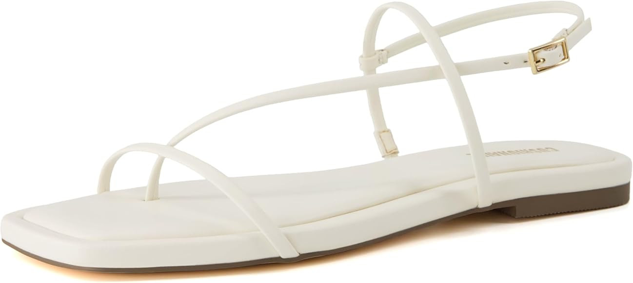 CUSHIONAIRE Women's Glory strappy flat sandal +Memory Foam and Wide Widths Available | Amazon (US)