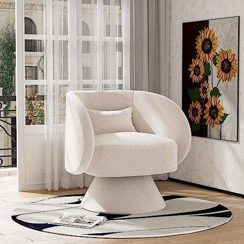 OUYESSIR Swivel Barrel Chairs, 360 Degree Swivel Accent Chair, Modern Round Chair with Pillow, Co... | Amazon (US)