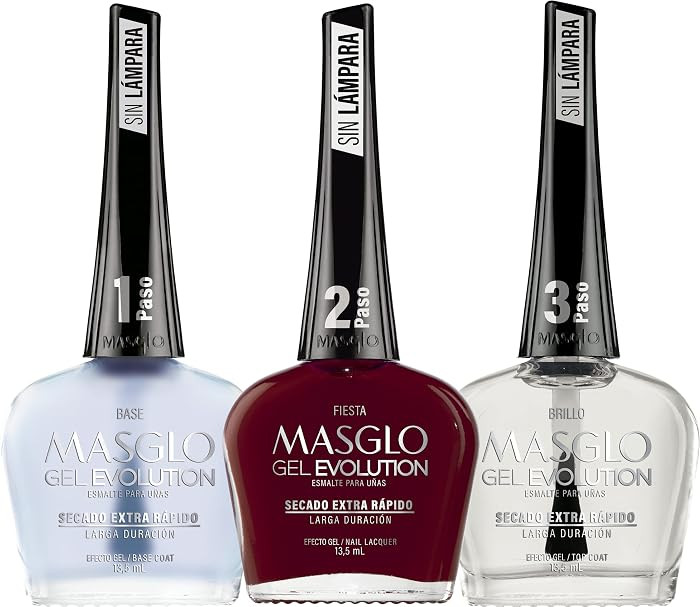 MASGLO Gel Evolution \u2013 Set of 3 Nail Polishes No UV/LED Lamp Needed, Fast-Drying, 12-Day Wea... | Amazon (US)