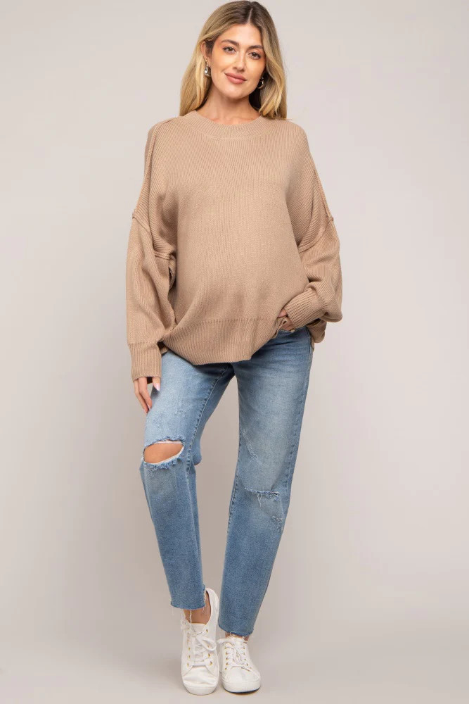 Mocha Maternity Long Sleeve Sweater | PinkBlush Maternity