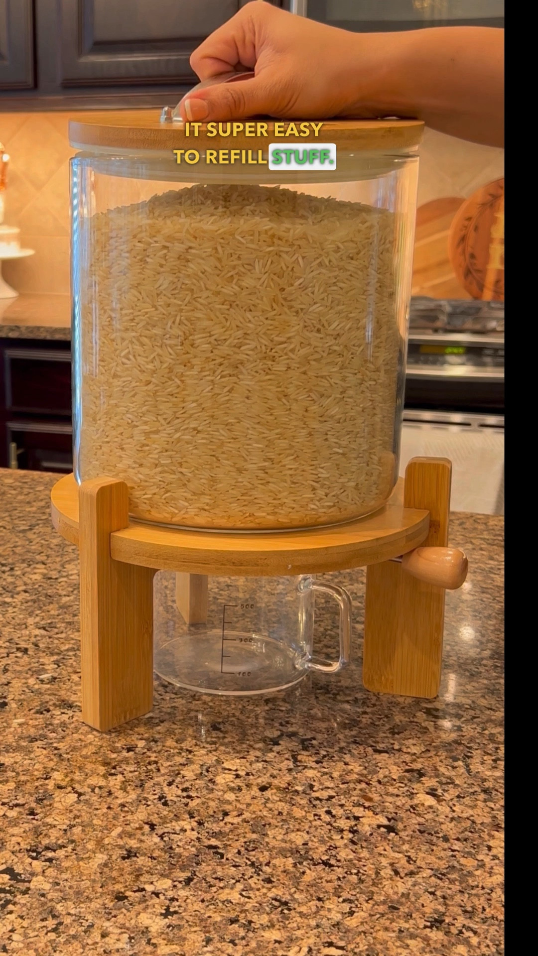 Rice Dispenser Glass And Wood