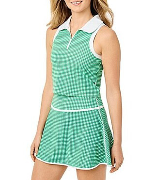 Addison Bay Founders Gingham Print Quarter Zip Sleeveless Coordinating Tank Top - S | Dillard's