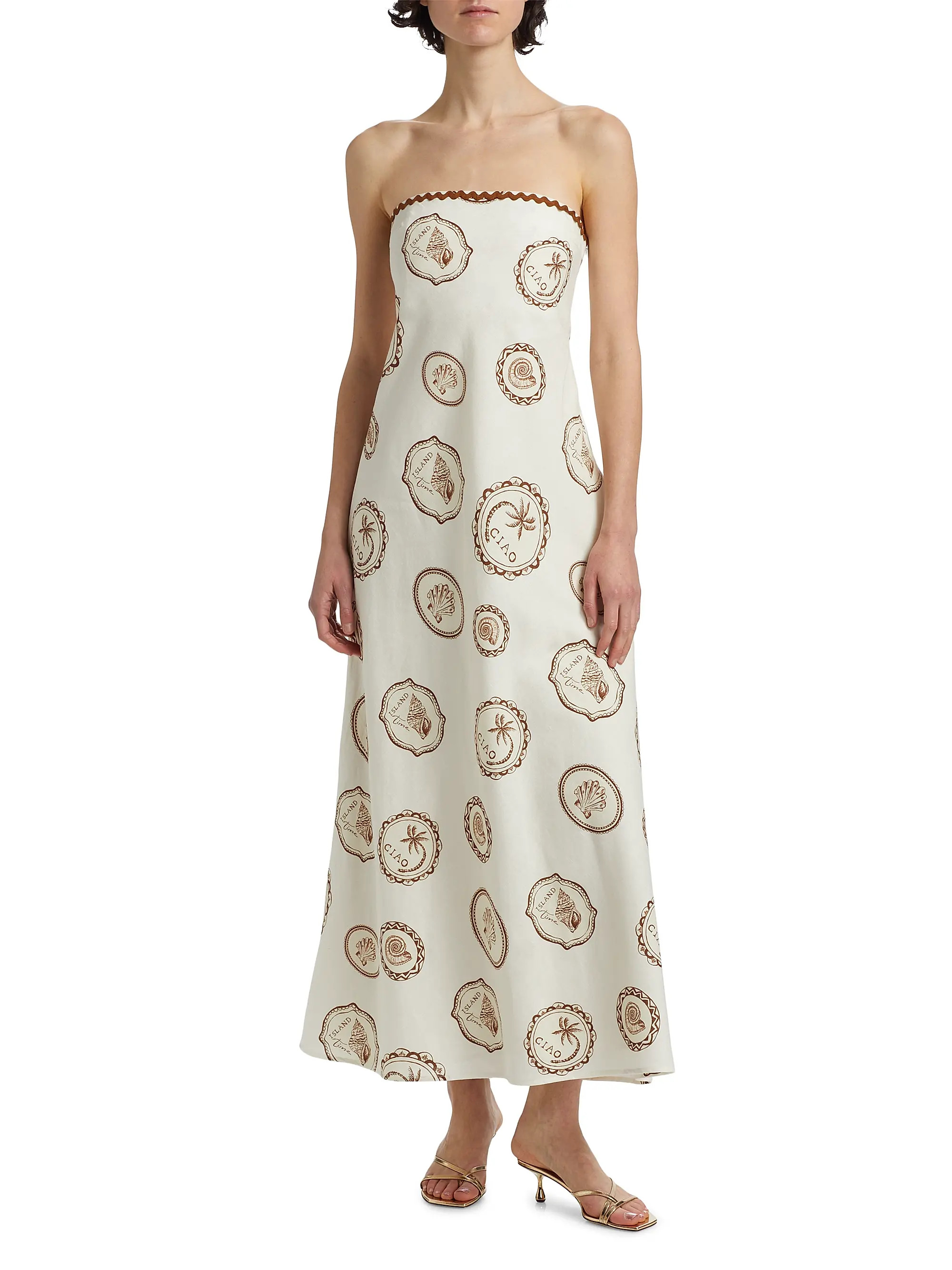 Ciao Shell Linen-Cotton Strapless Maxi Dress | Saks Fifth Avenue