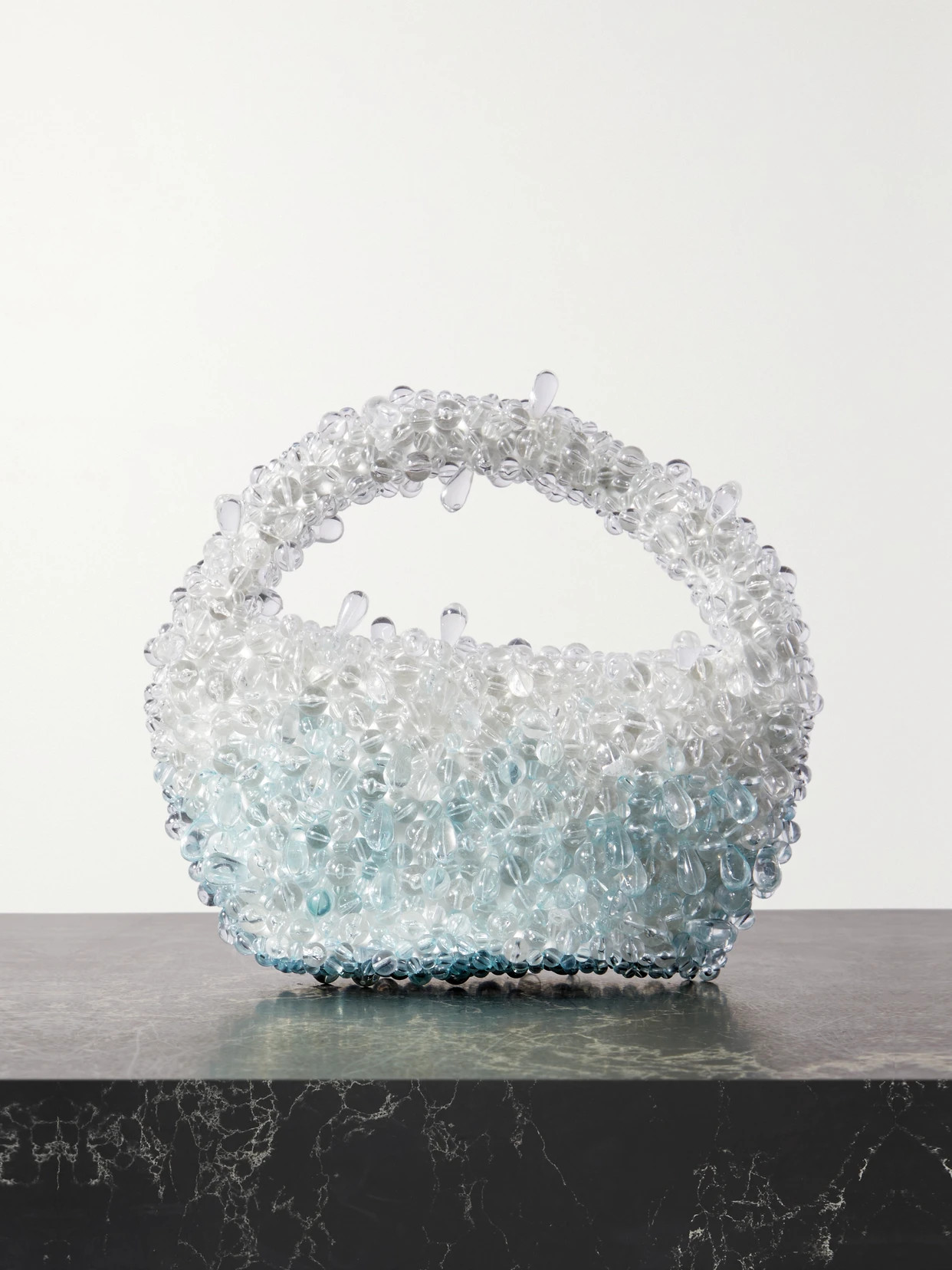 Clio Peppiatt - + The Vanguard Droplet Mini Bead-embellished Satin Shoulder Bag - Blue | NET-A-PORTER (US)