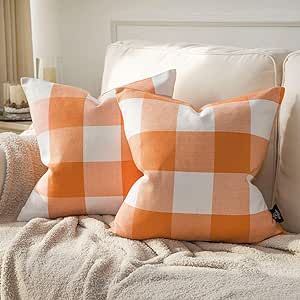 Phantoscope Pack of 2 Gingham Buffalo Check Plaid Throw Decorative Pillow Cover Throw Pillows Far... | Amazon (US)