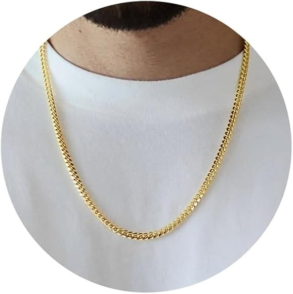 5mm/7mm Real Gold Plated Cuban Link Chain for Men, Mens Stainless Steel Gold Chain Necklace Jewel... | Amazon (US)