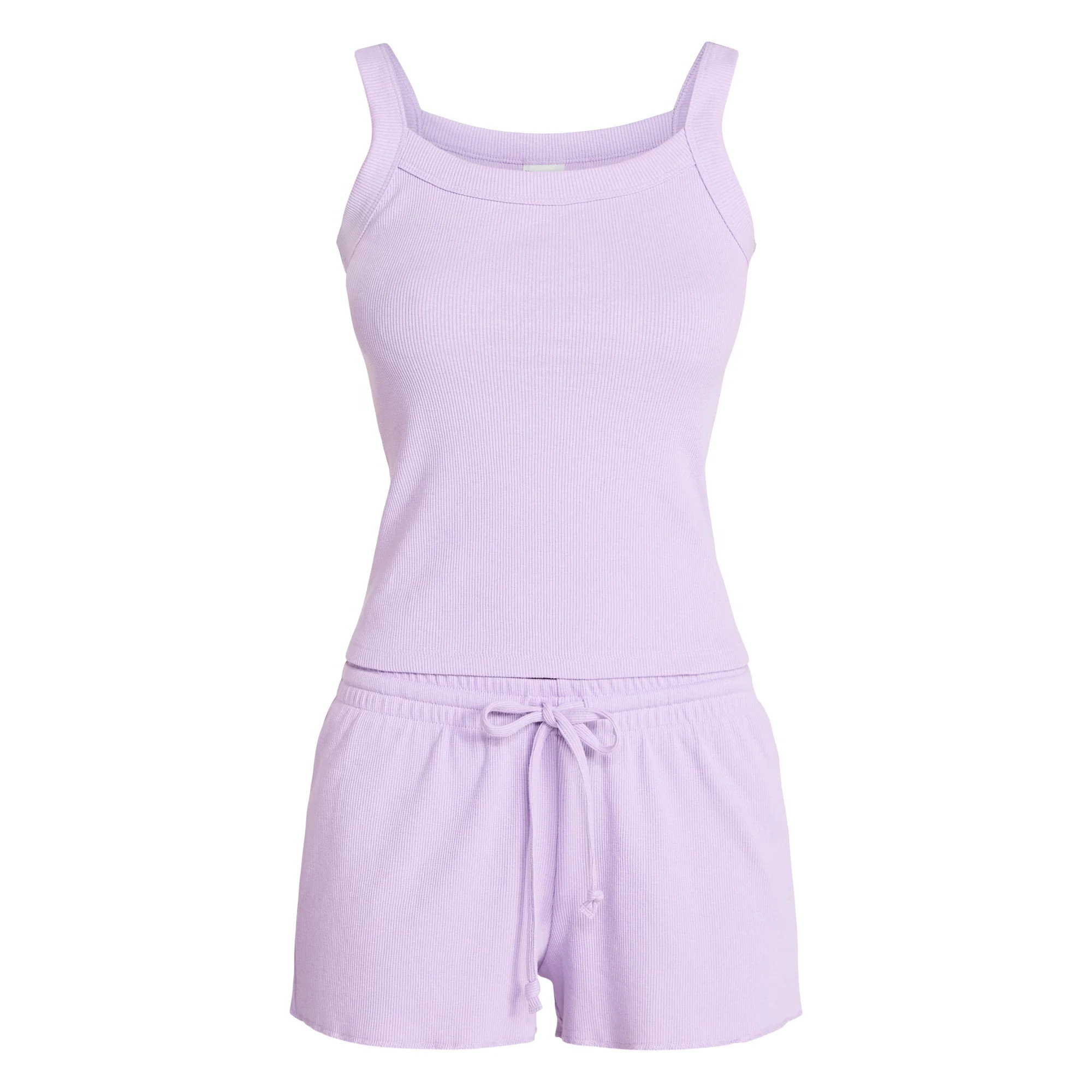 No Boundaries Sleep Ribbed Tank and Shorts Set, 2-Piece, Women’s XXS-3X | Walmart (US)