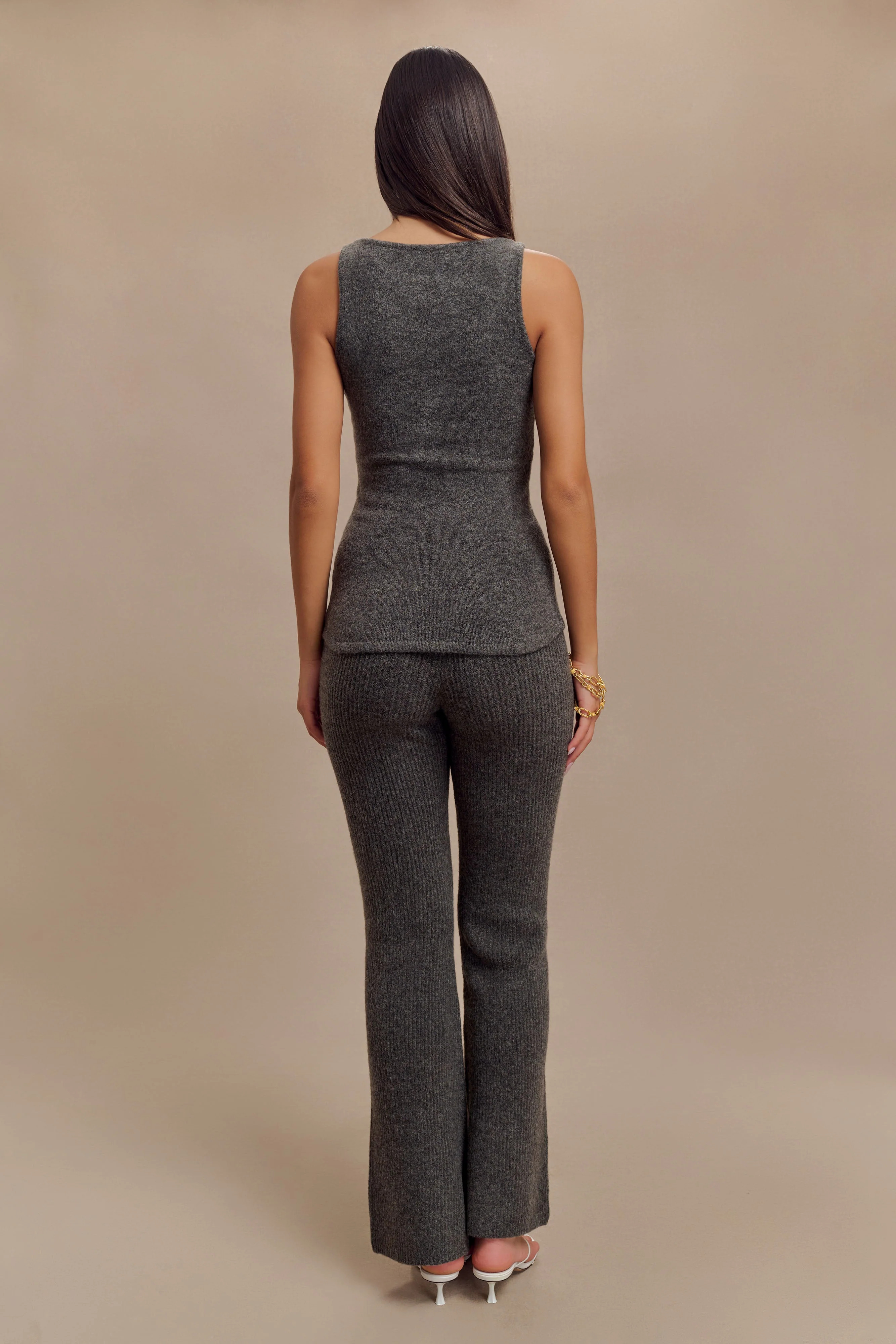 Shyann Straight Leg Knit Pant - Charcoal Marle | MESHKI US