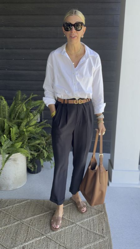French girl summer look!! Silk is so breathable and comfortable in the heat! I’m wearing a size 6 in the trousers an size small in my cotton button up shirt (it runs oversized) 

#LTKFindsUnder50 #LTKOver40 #LTKVideo