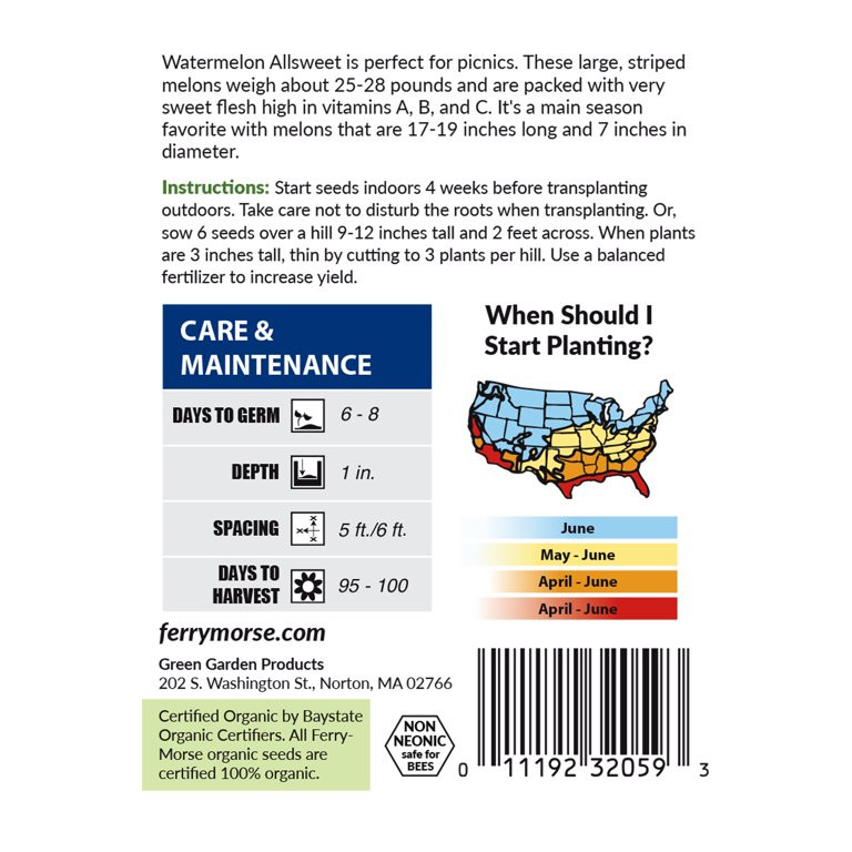 Ferry-Morse Organic Allsweet Watermelon Seeds | Walmart (US)