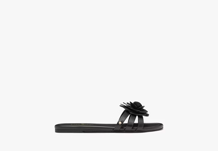 Kate Spade Flora Slide Sandal, Black - 8 | Kate Spade Outlet