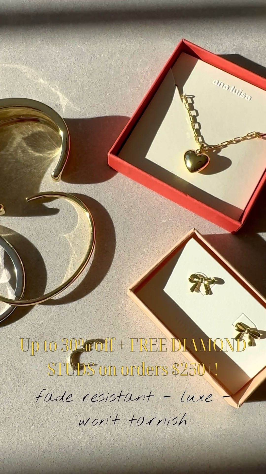 Up to 30% off + spend $250+ and get FREE DIAMOND studs! One of our most loved jewelry brands! Won’t fade or tarnish! Great for gifting! 🎁❤️✨

@analuisany #AnaLuisa #AnaLuisaAmbassador #BestDeal



#LTKSaleAlert #LTKGiftGuide #LTKHoliday