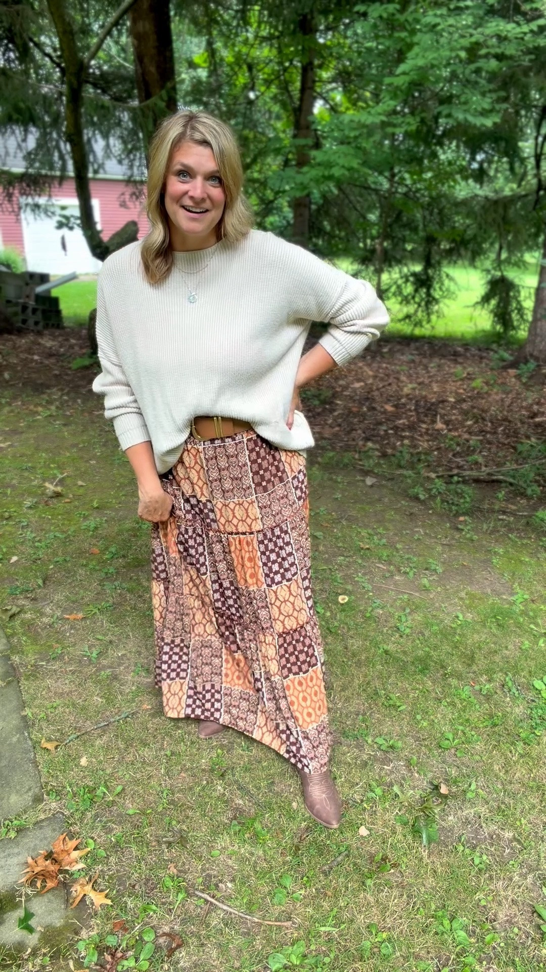 The skirt you’ll wear ALL year long 🤎✨ This boho maxi skirt is lightweight and breezy for summer, but just as cute styled for fall with a cozy sweater and boots! The flowy fit makes it comfy, flattering, and so easy to dress up or down. A true year-round wardrobe staple! 🍂☀️

#BohoStyle #MaxiSkirt #FallFashion #BohoFashion #AffordableFashion

#LTKTall #LTKMidsize #LTKOver40