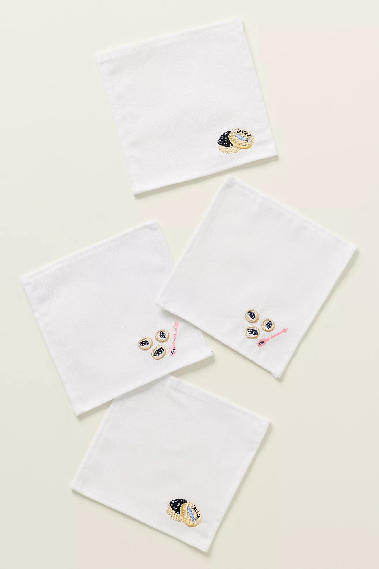 Frasier Sterling Linen Blend Caviar Cocktail Napkins, Set of 4 | Anthropologie (US)