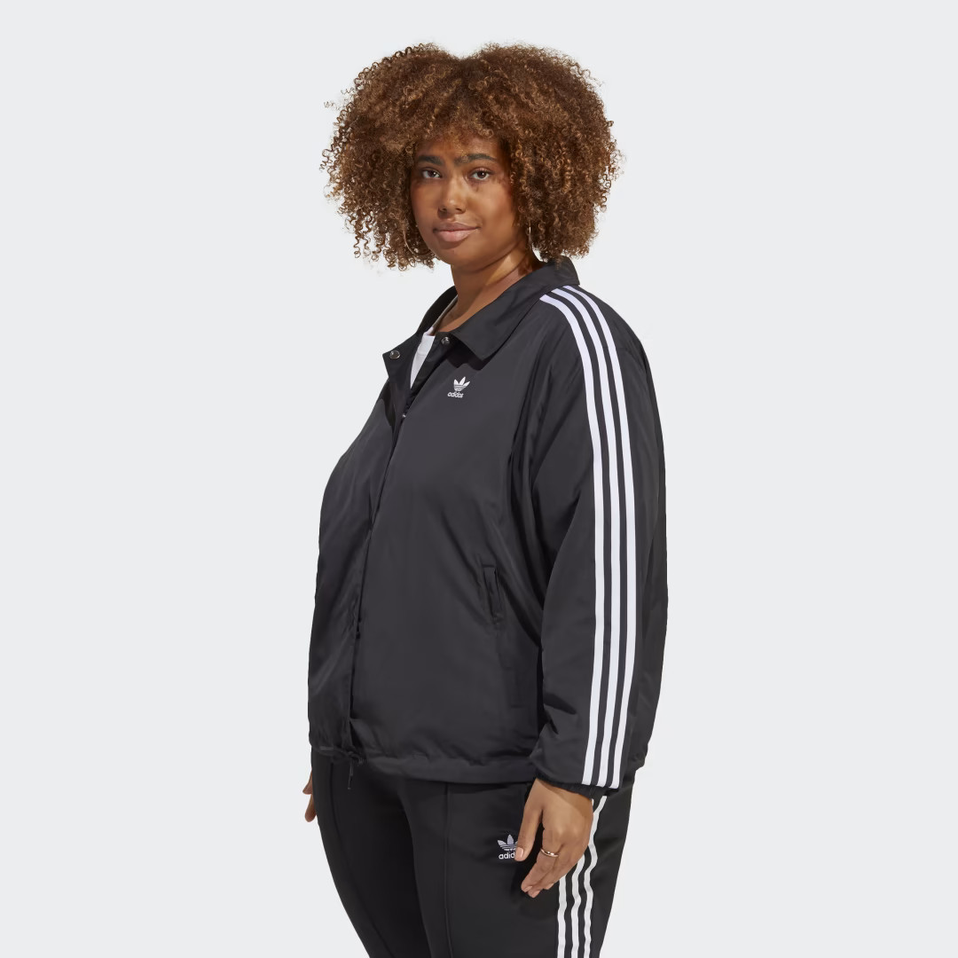 adidas Adicolor Classics 3-Stripes Coach Jacket (Plus Size) Black 4X Womens | adidas (US)