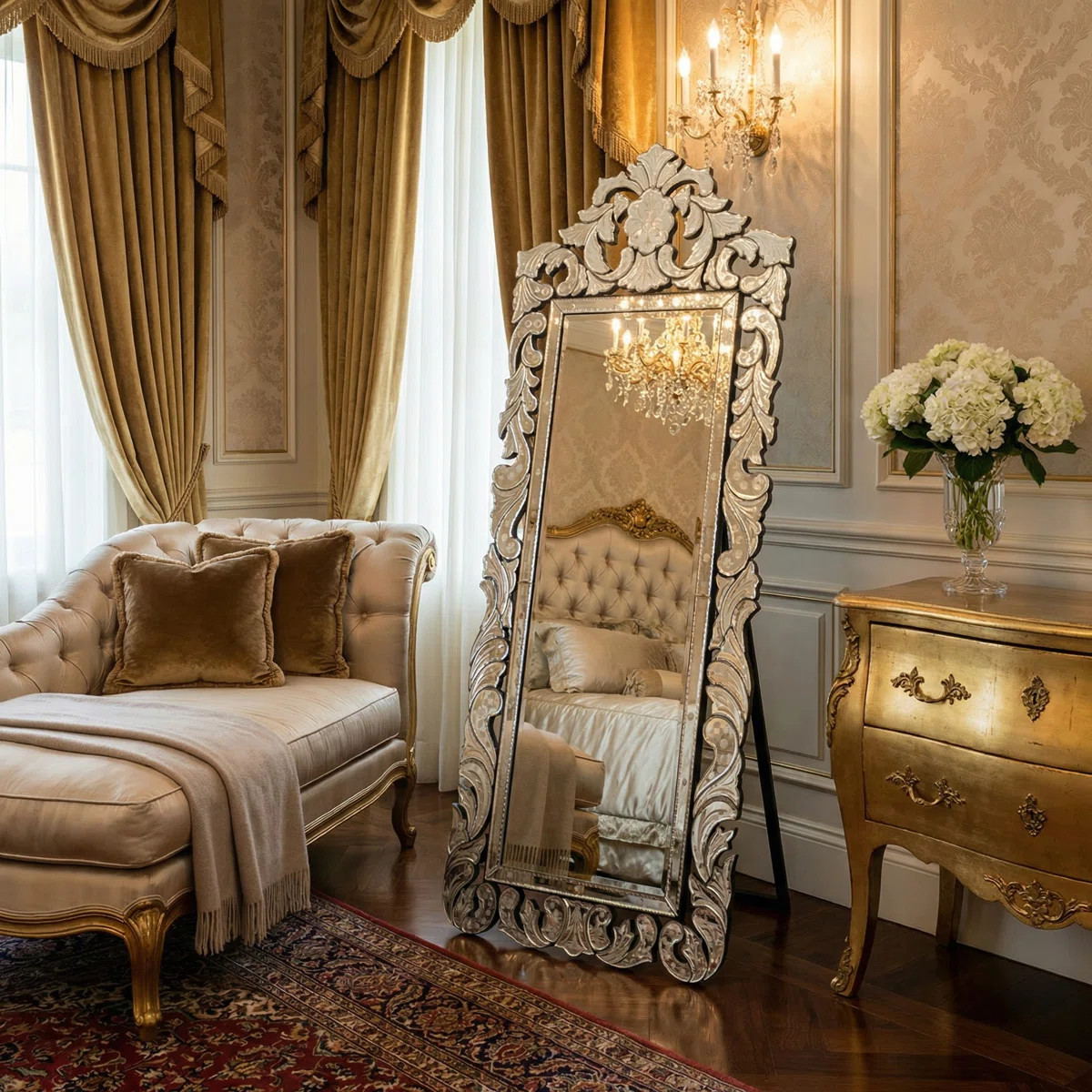 Finest Venetian Style Cheval Mirror 70.62" Tall W Stand | Wayfair North America