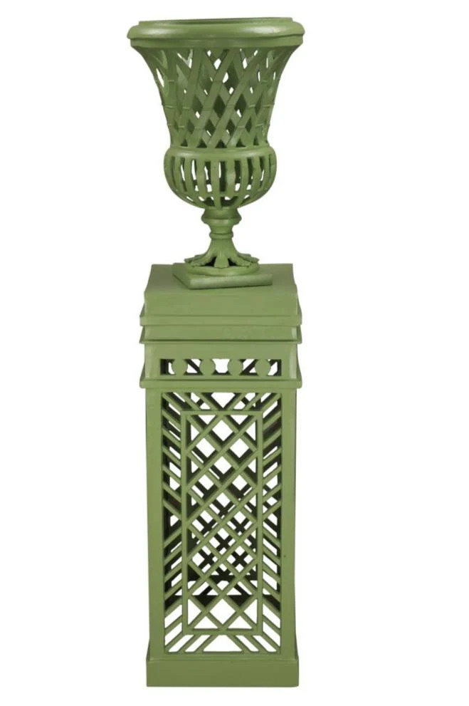 Lawn Green Cast Aluminum Fretwork Urn and Pedestal (3 Options) | The Enchanted Home