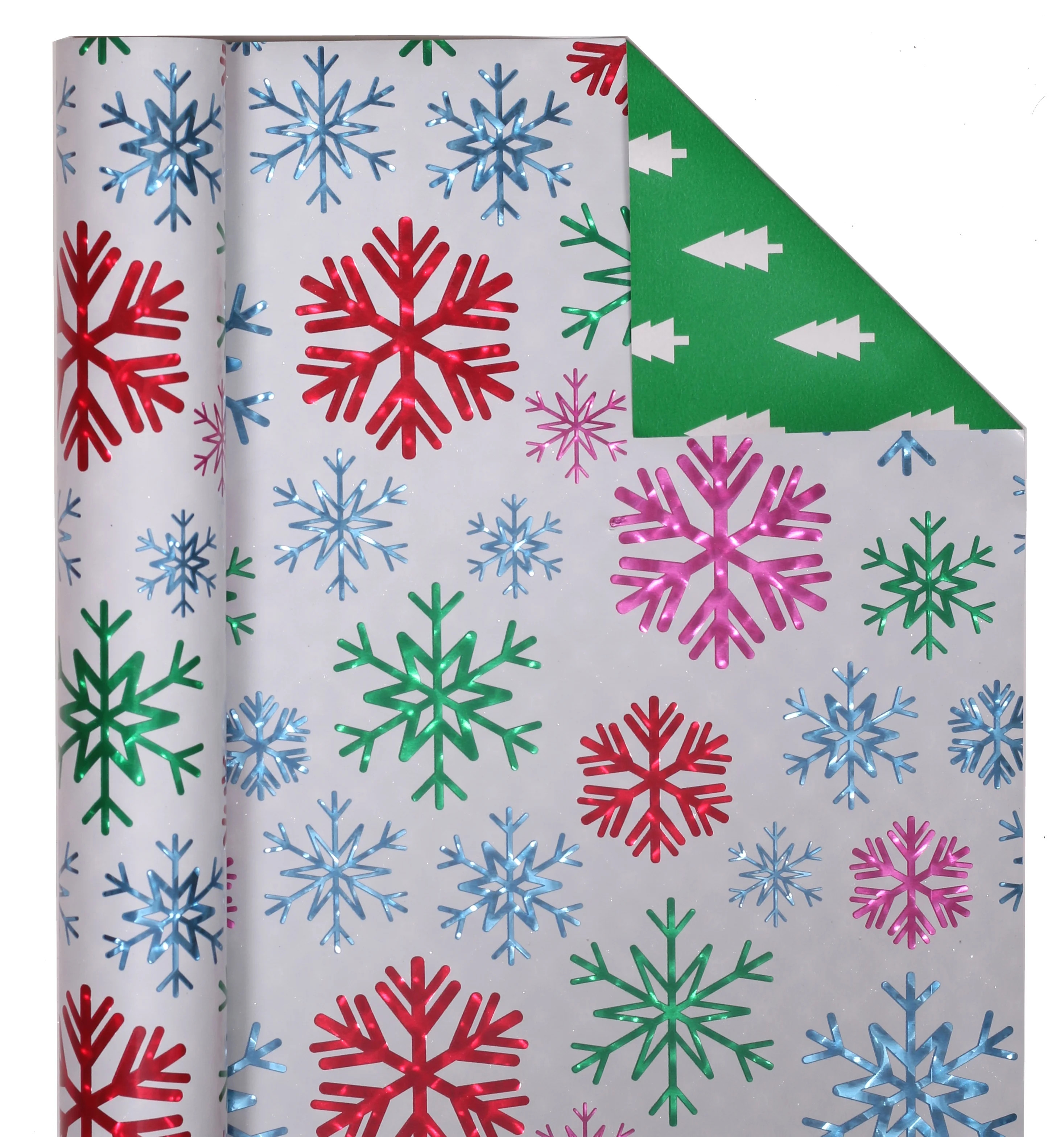 Multi-Color Snowflakes & White Trees Reversible Gift Wrap, 50 sq ft, by Holiday Time | Walmart (US)