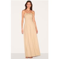 Natural Bandeau Pleated Midaxi Dress | PrettyLittleThing US