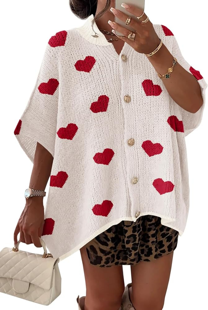 Saodimallsu Womens Oversized Cardigan Sweaters Short Sleeve Button Down Casual Lightweight Loose ... | Amazon (US)