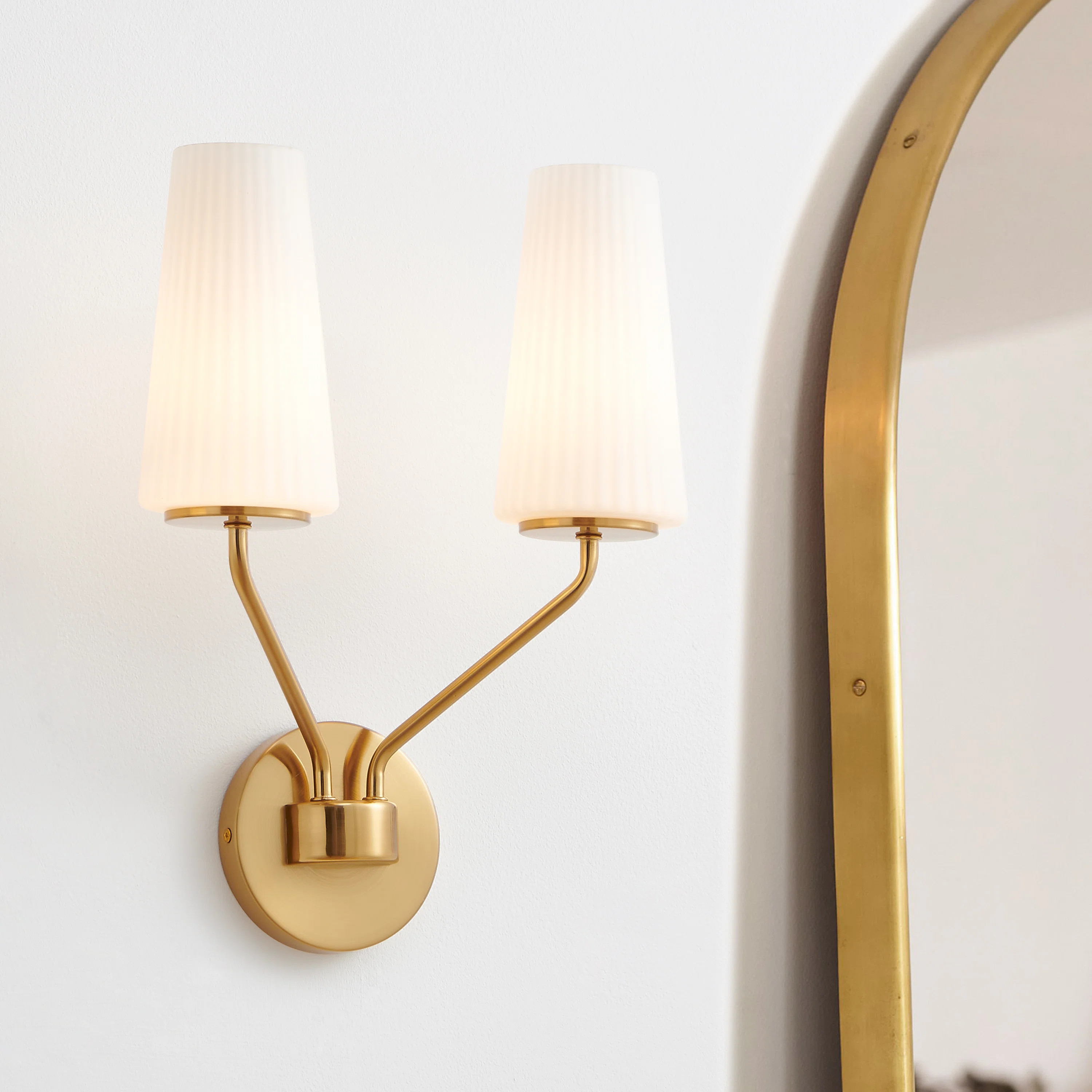 2- Light Frosted Opal Glass Wall Sconce | Wayfair North America