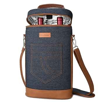 Tirrinia 2 Bottle Wine Gift Tote Carrier - Leakproof & Insulated Padded Versatile Wine Cooler Bag... | Amazon (US)