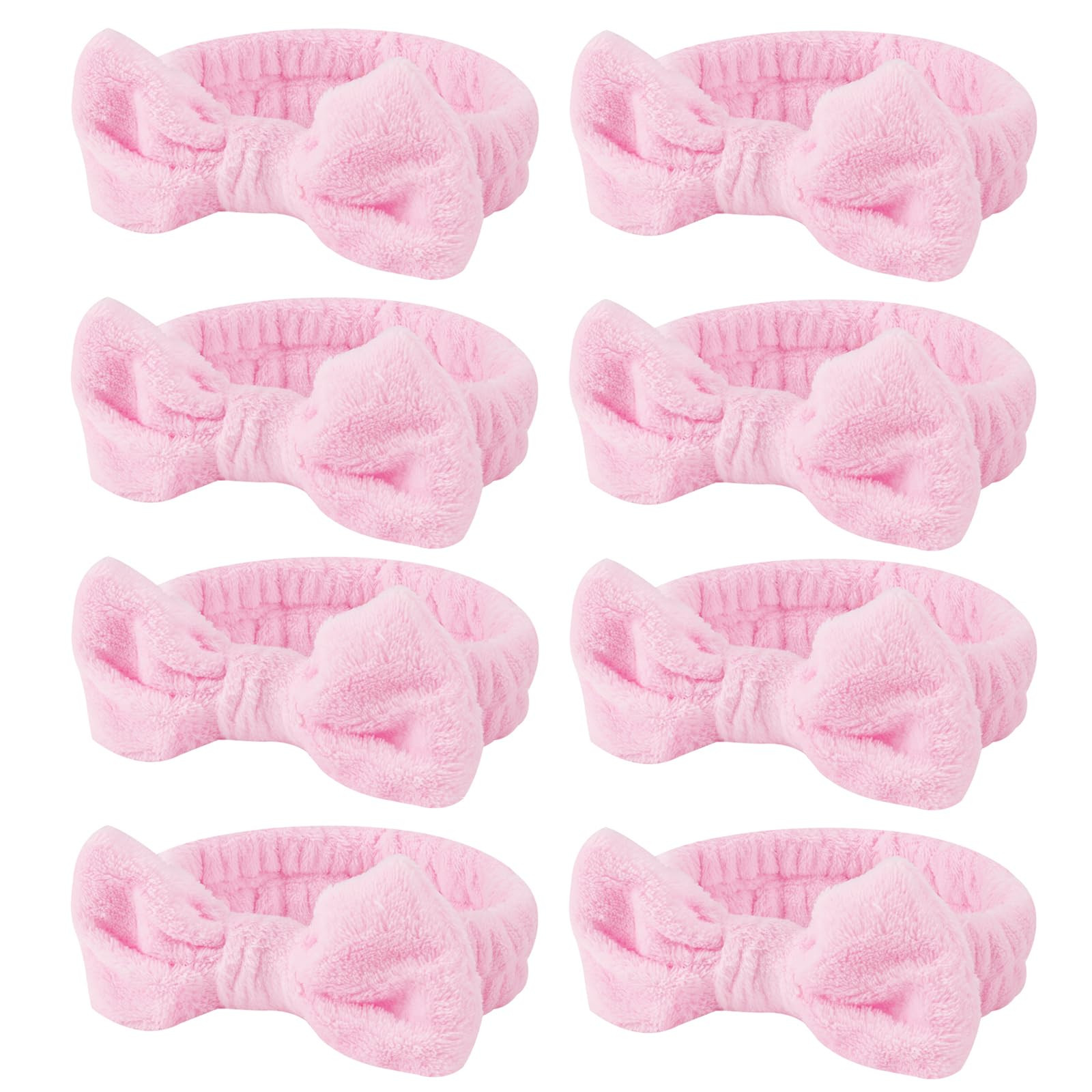 Casoty 8 Pcs Pink Spa Headbands, Soft Coral Fleece Hair Bow Headband for Washing Face, Makeup, Sk... | Amazon (US)