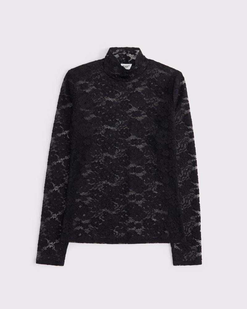 Long-Sleeve Mockneck Lace Top | Abercrombie & Fitch (US)
