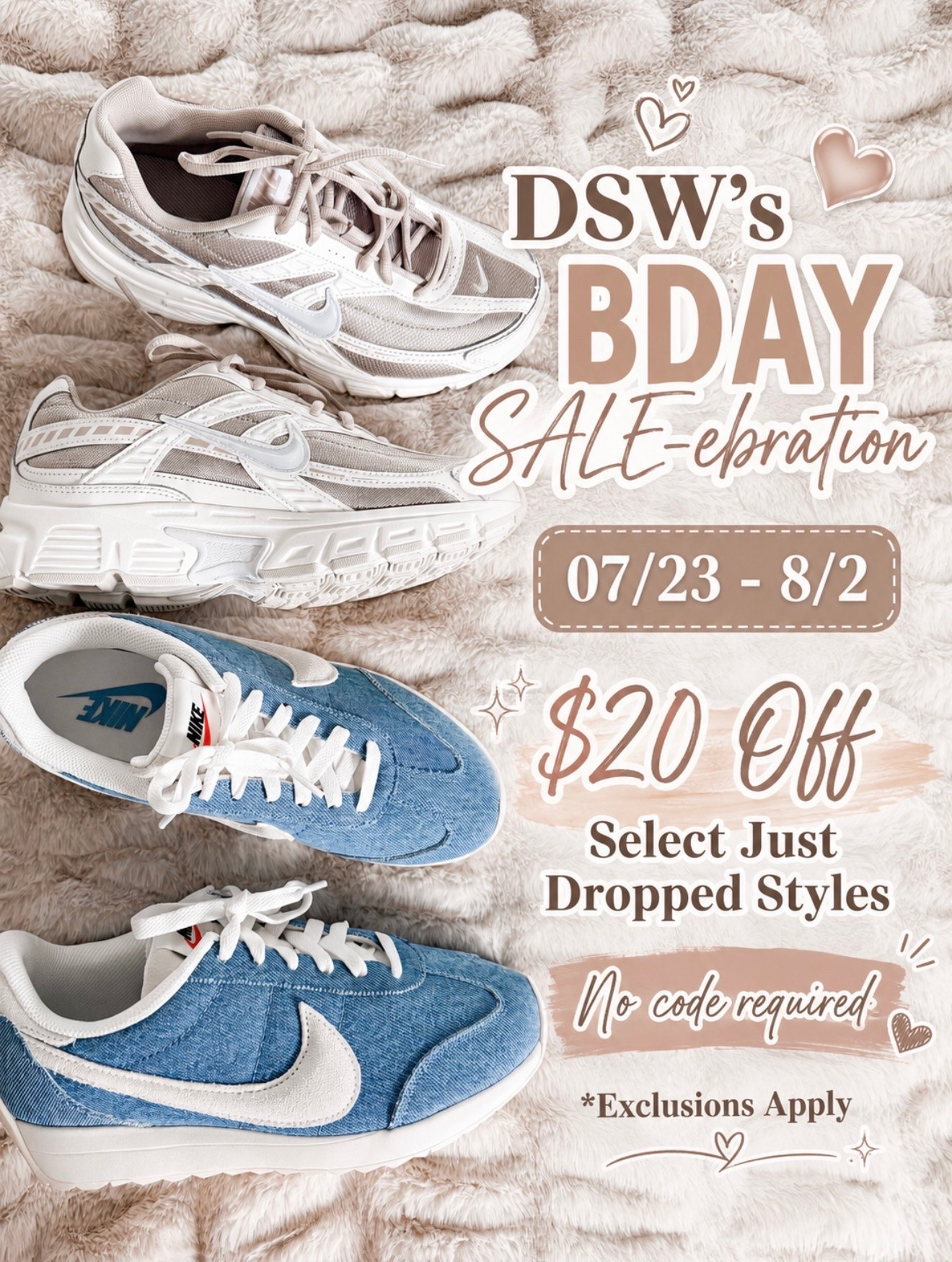 DSW’s BDAY SALE-ebration is here 🎉 I grabbed two Nike sneakers that are so cute for everyday and go with everything.
From 07/23–8/2, get $20 off select Just Dropped styles @dsw. No code required. *Exclusions apply.
Which pair is your favorite?
#ad #MyDSW

#LTKSaleAlert #LTKOver40 #LTKSeasonal