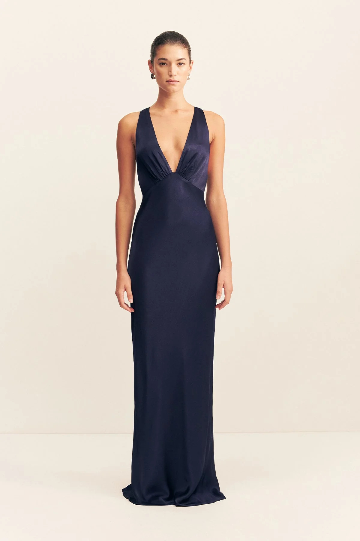 La Lune Plunged Cross Back Maxi Dress | Midnight | Dresses | Shona Joy | Shona Joy