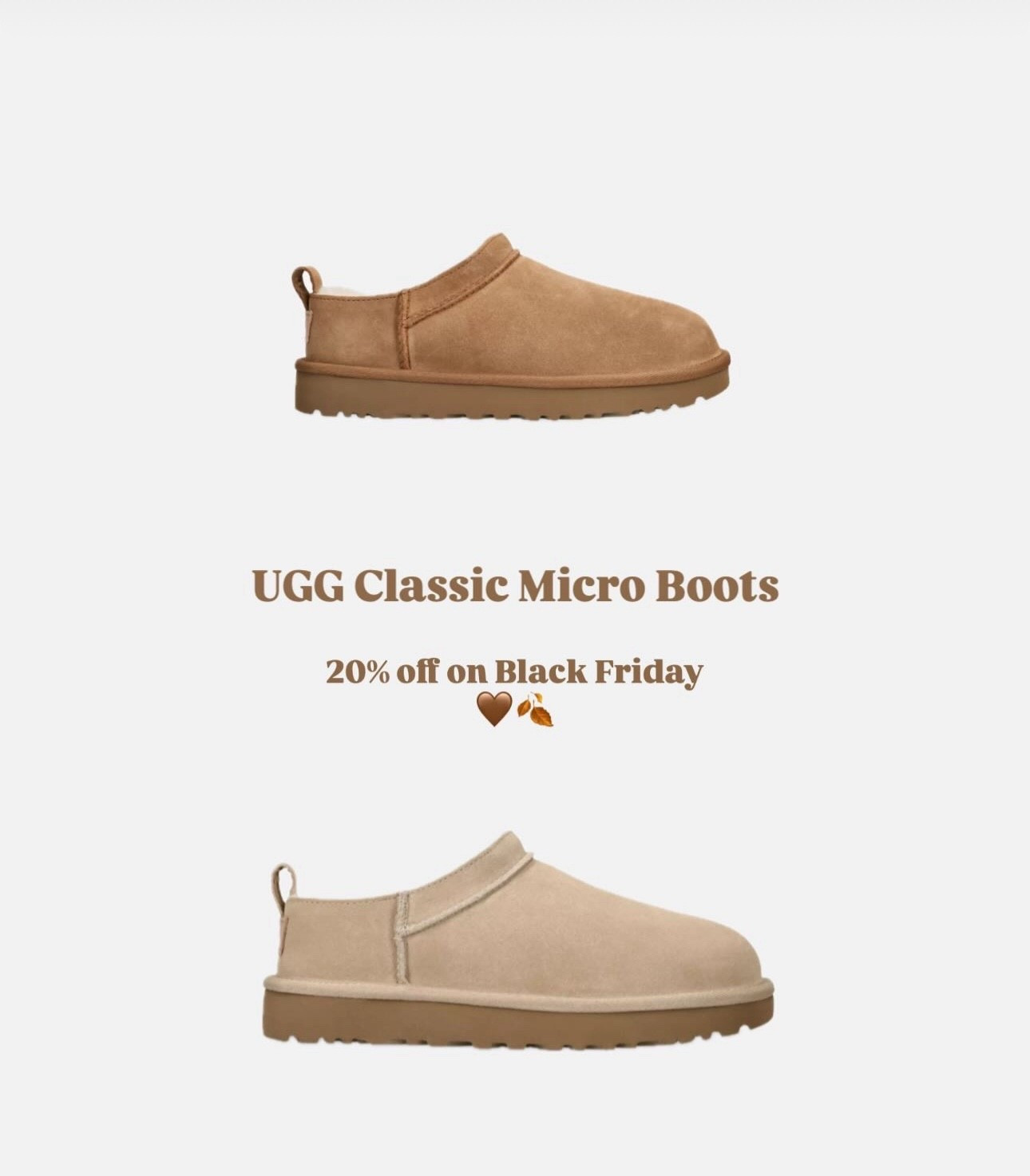 Ugg micro boots 20% off Black Friday offer discount 
#ugg #blackfriday #offers #uggdiscount

#LTKshoes #LTKsale #LTKautumn