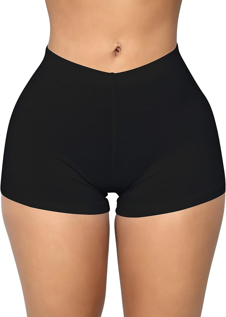 BORIFLORS Women's Sexy Workout Gym Biker Elastic Waist Booty Shorts | Amazon (US)